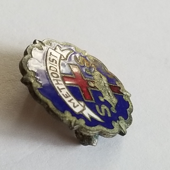 Vintage Methodist Sunday School pin brooch Little System blue silver tone - Picture 10 of 10